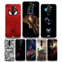 clear phone case for redmi 8 8a 7 9 9c y3 k20 k30 k40 note 7 8 9 10 8t pro case soft silicone cover the new marvel heroes