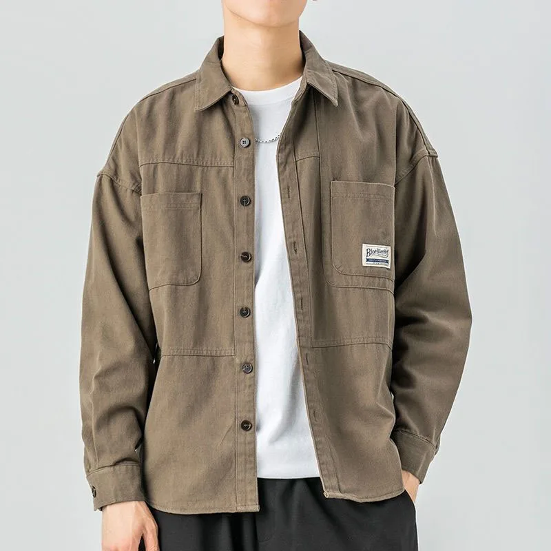 S Pocket 2023 Spring Autumn Cardigan Fashion Streetwear Male
