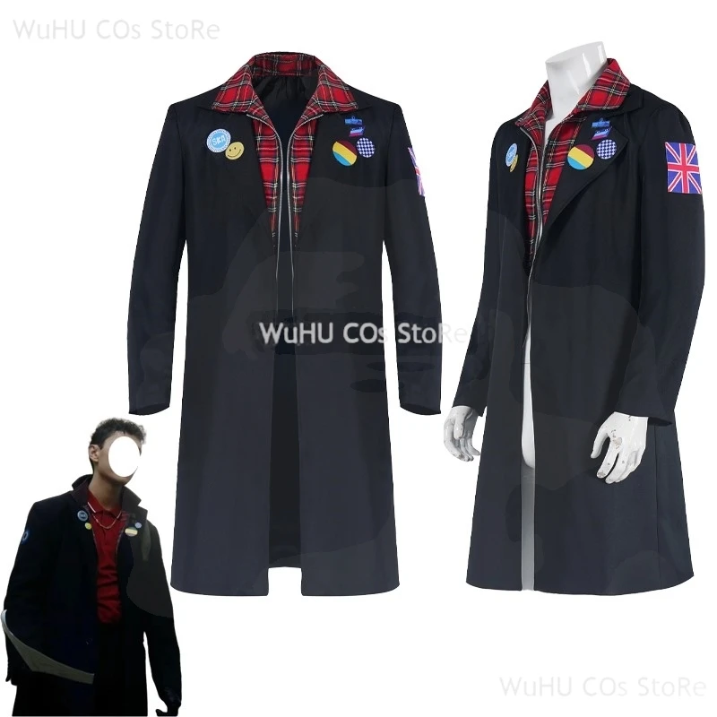 Charles Rowland Dead Boy Cosplay Detectives Costume Disguise for Mens Black Jacket Coat Outfits Halloween Carnival Party Clothes