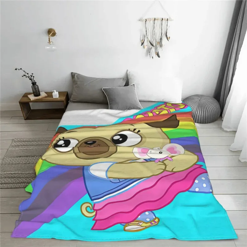 

Chip And Potato Cartoon Anime Pug Dog Fleece Decoration Breathable Super Soft Throw Blankets For Home Outdoor Quilt