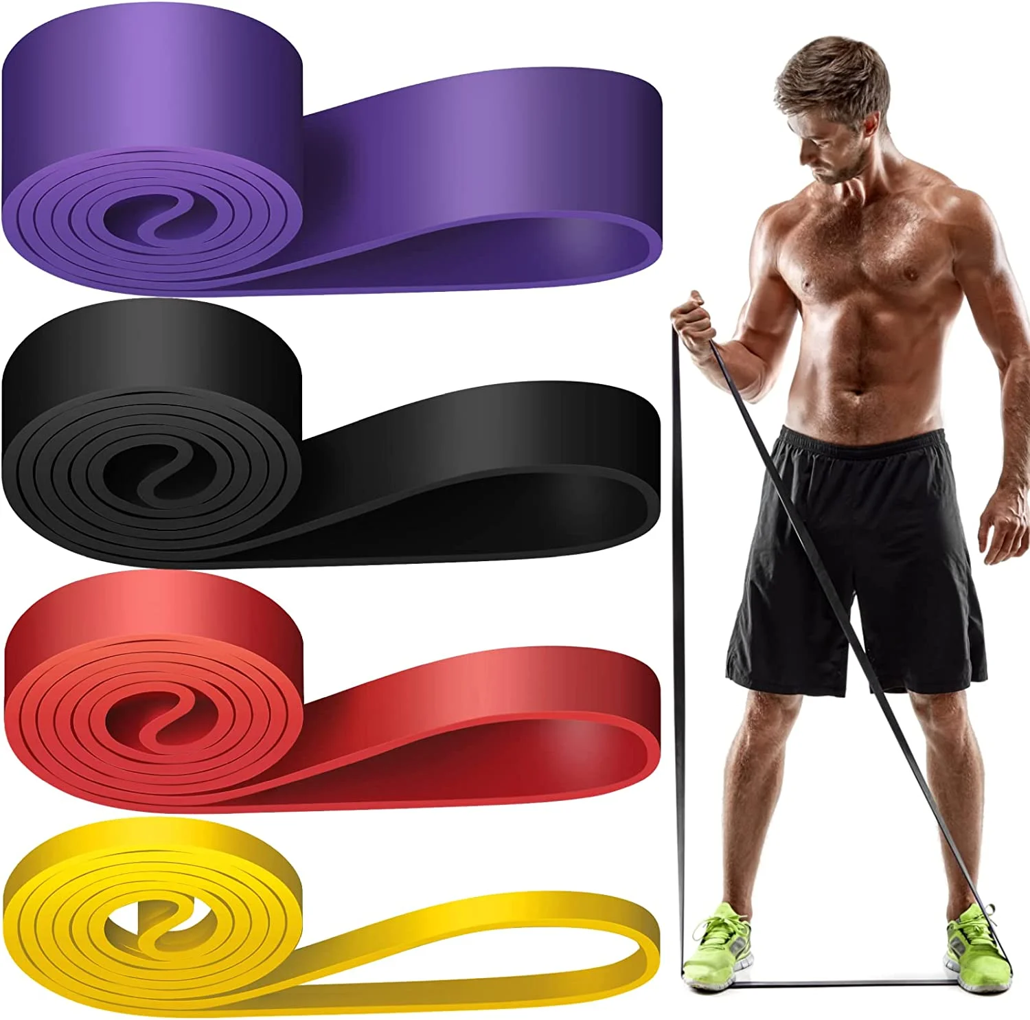 

208cm Resistance Band Sports Expander Elastic Pull Up Powerlifting Band Loop Strength Rubber Strap Yoga Gym Fitness Equipment