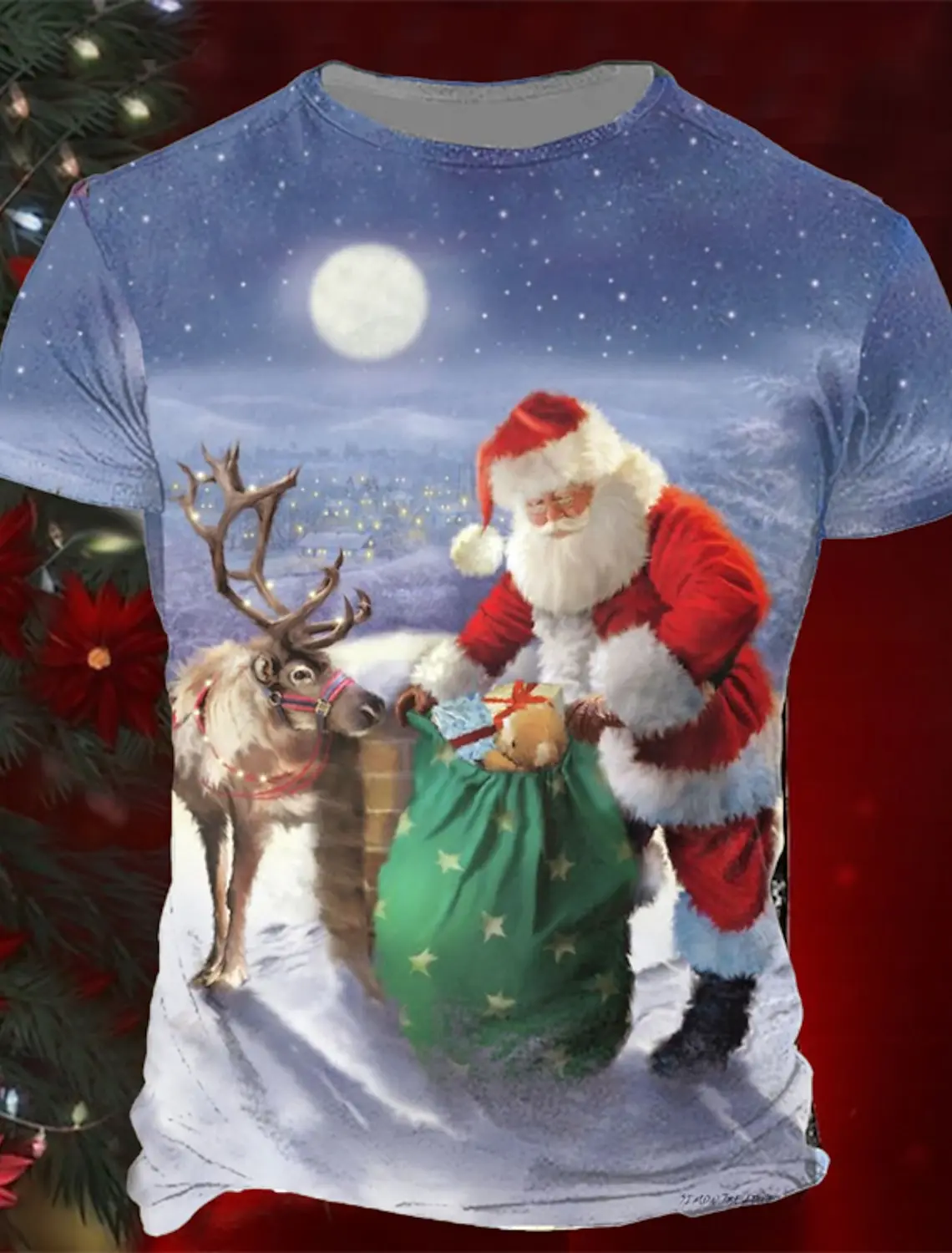 

Retro Men's 3D Print T shirt Tee Sports Outdoor Holiday Going out Christmas T shirt Short Sleeve Crew Neck Shirt Spring & Summer