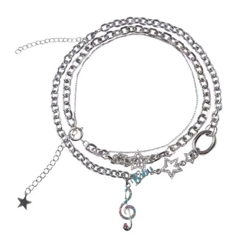 

Модное ожерелье с подвеской в виде звездных нот, цепочка до ключиц, ожерелье-чокер в стиле панк, цепочка-ожерелье, ювелирные изделия, подарок...