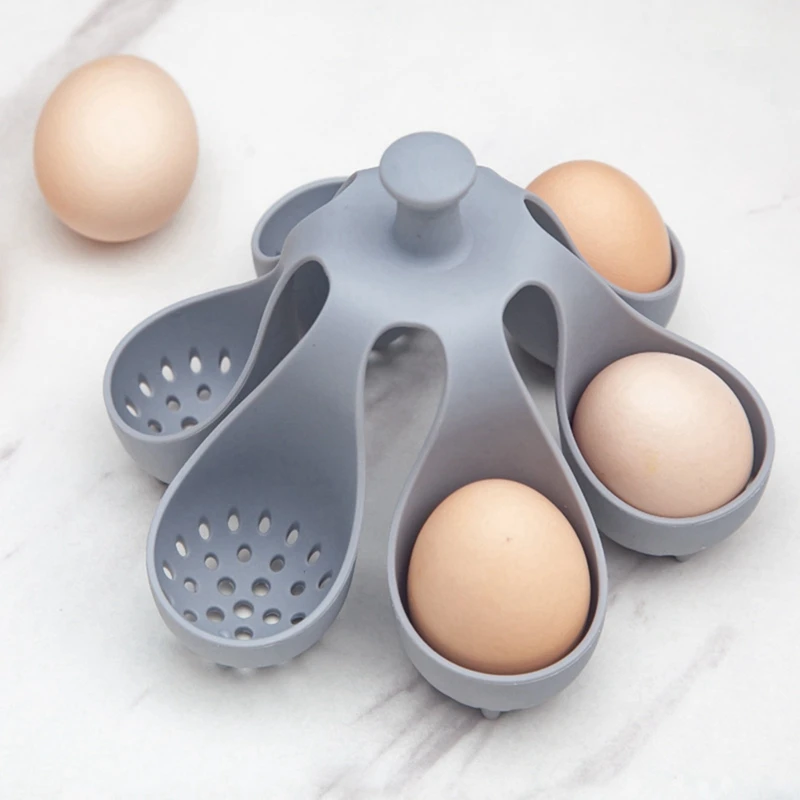 Boiled Egg Holder Silicone Handle Cooker Steamer Tray With Anti-Scald For Cooking Steamed