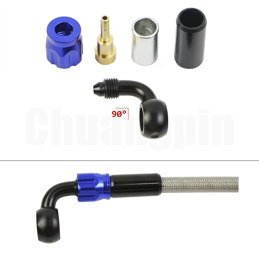 

Тормозной фитинг банджо, съемный алюминиевый гидравлический усиленный тормозной масляный шланг сцепления AN3 для мотоцикла, квадроцикла, грязевого велосипеда, багги