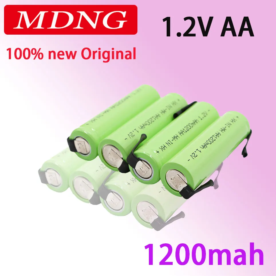 

1.2V AA rechargeable battery 1200mah nimh cell Green shell with welding tabs for Philips electric shaver razor toothbrush