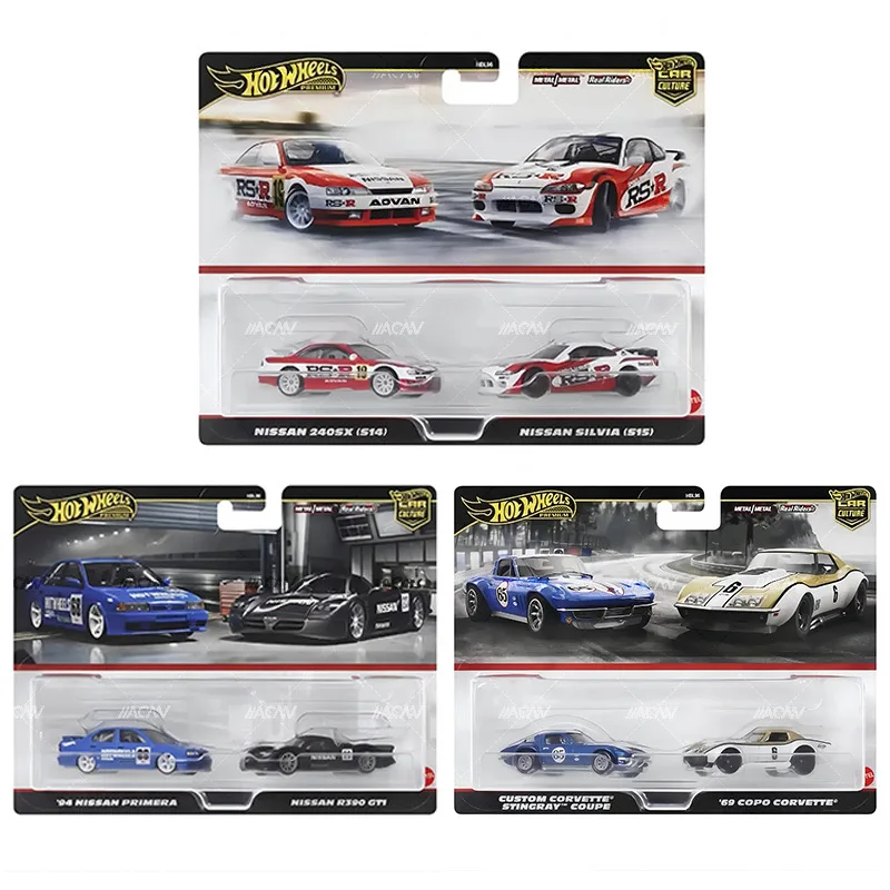1/64 Hot Wheels Car Culture Dual Series Модель автомобиля HBL96N Porsche 993/718 Audi Nissan Cars мальчика