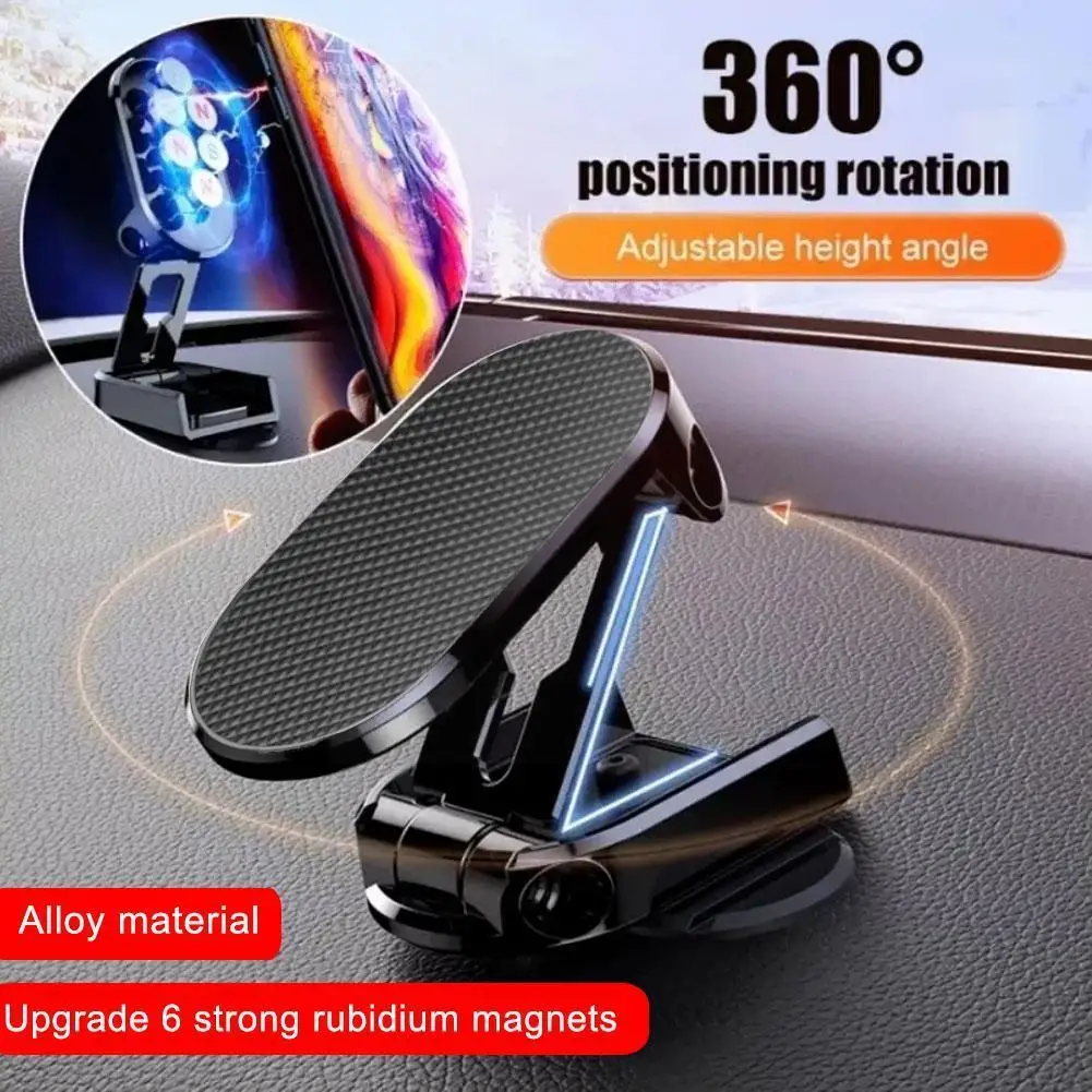 

Rotatable Metal Magnetic Car Mobile Phone Holder Folding Magnet Cell Phone Stand In Car Gps Support For 360° V9q8