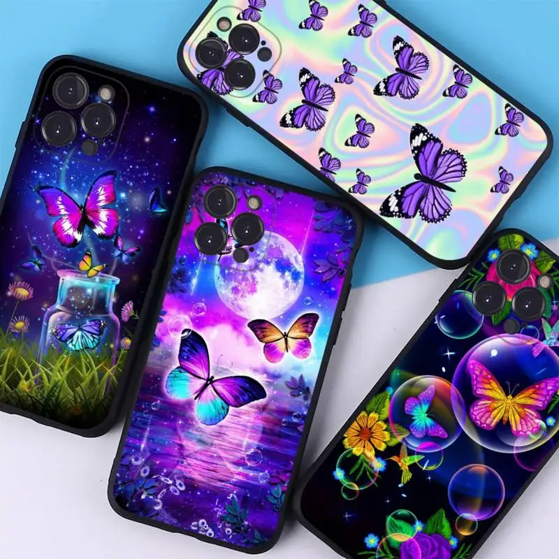 

Colorful Butterfly Phone Case Silicone Soft For iphone 14 13 12 11 Pro Mini XS MAX 8 7 6 Plus X 2020 XR Shell