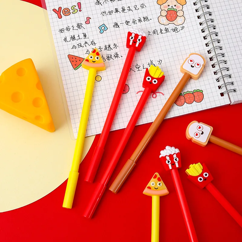 

Wholesale Creative Soft Fries Pizza Gel Pen Cartoon Food Styling Signature Student Stationery Wholesale Kawaii School Supplies