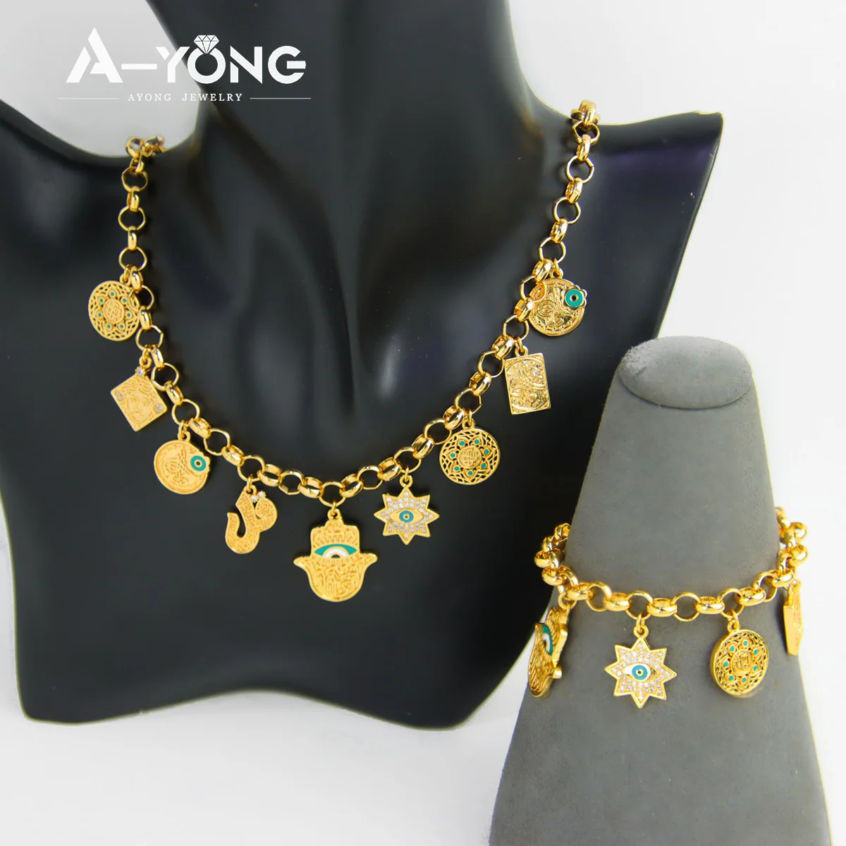 

AYONG Arab Vintage Jewelry Set 21k Gold Plated Turkish Coin Necklace Set African Dubai Saudi Middle East Punk Party Gifts