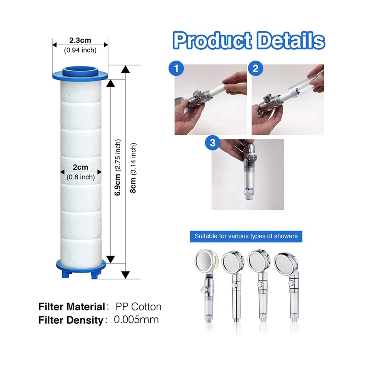 

12PCS Replacement Shower Filter for Hard Water - High Output Shower Water Filter to Remove Chlorine and Fluoride Home