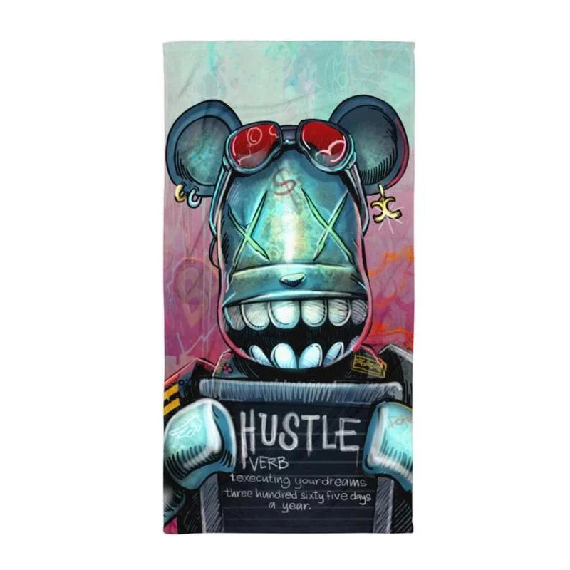 Hustle Definition W  Bear Brick  Inspirational Pop Art Quick Drying Towel Design