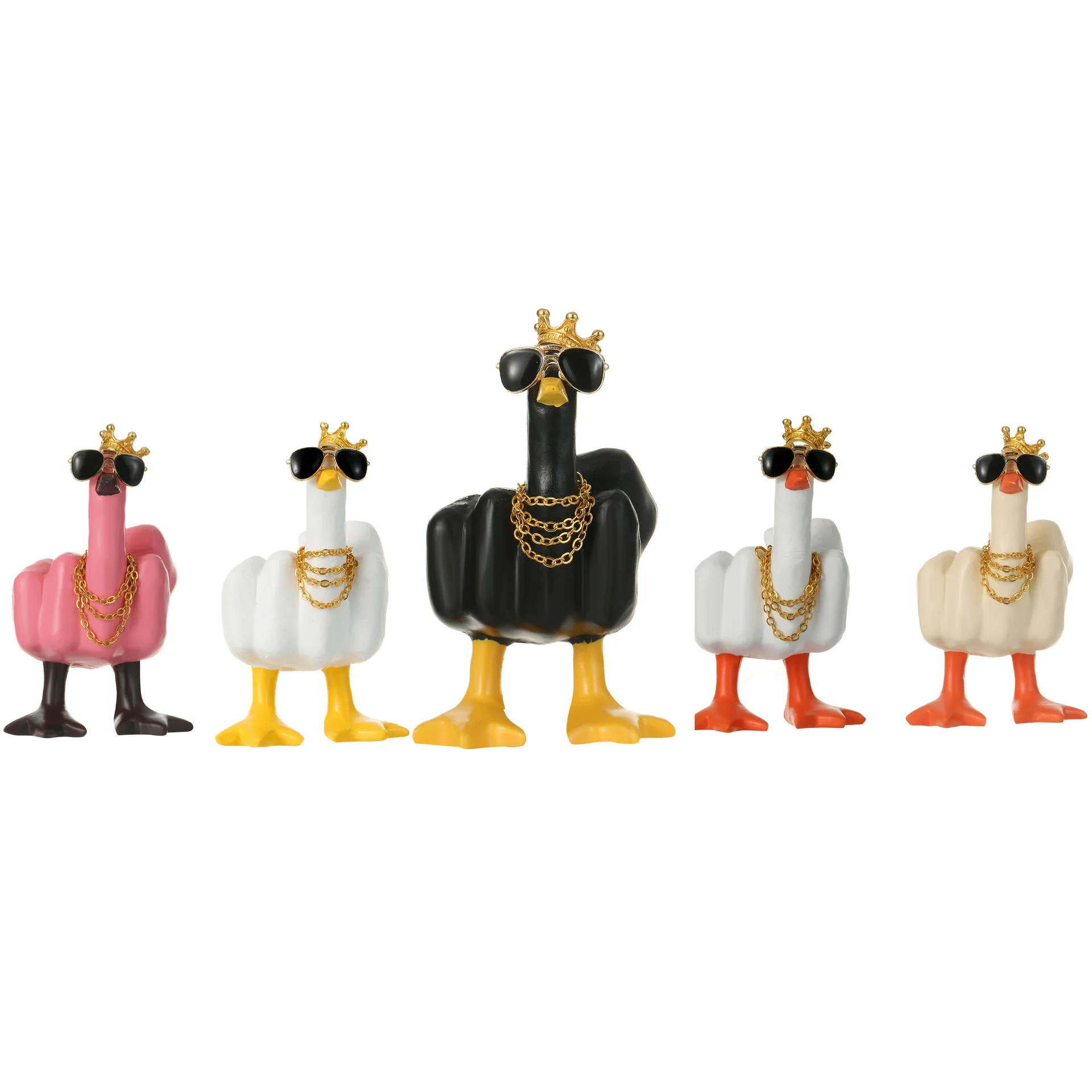 Креативная миниатюрная утка среднего пальца статуя из смолы для сада веселая