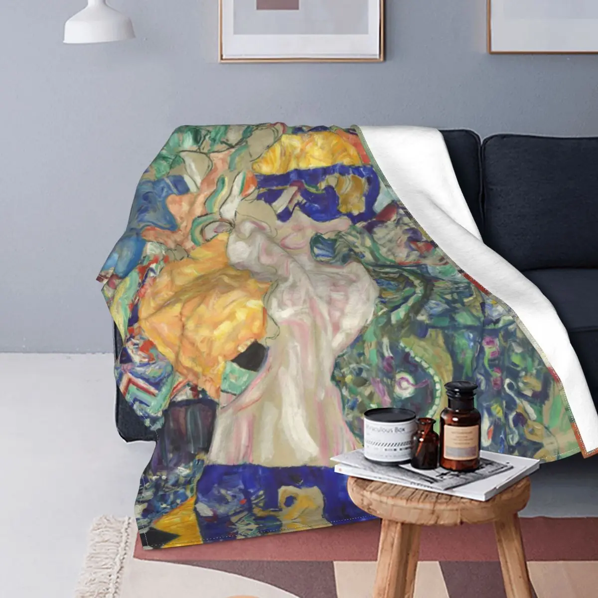 

Шерстяное Одеяло Gustav Klimt Freyas, новинка в абстрактном стиле, плед для кровати, дивана, покрывало 150*125 см