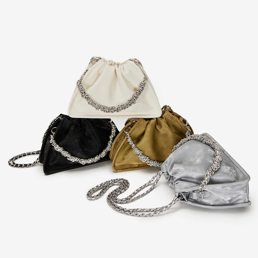 Дизайнерская сумка через плечо с рюшами модная цепочкой сумка-ведро большая