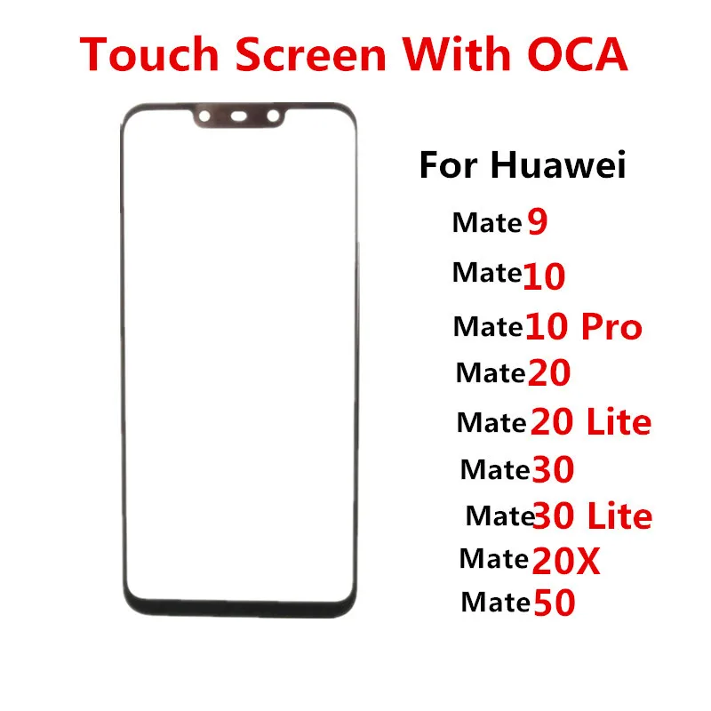 Outer Screen For Huawei Mate 50 30 Lite 9 10 Pro 20 X 20X Touch Panel LCD Display Front Glass Cover Repair Replace Parts + OCA
