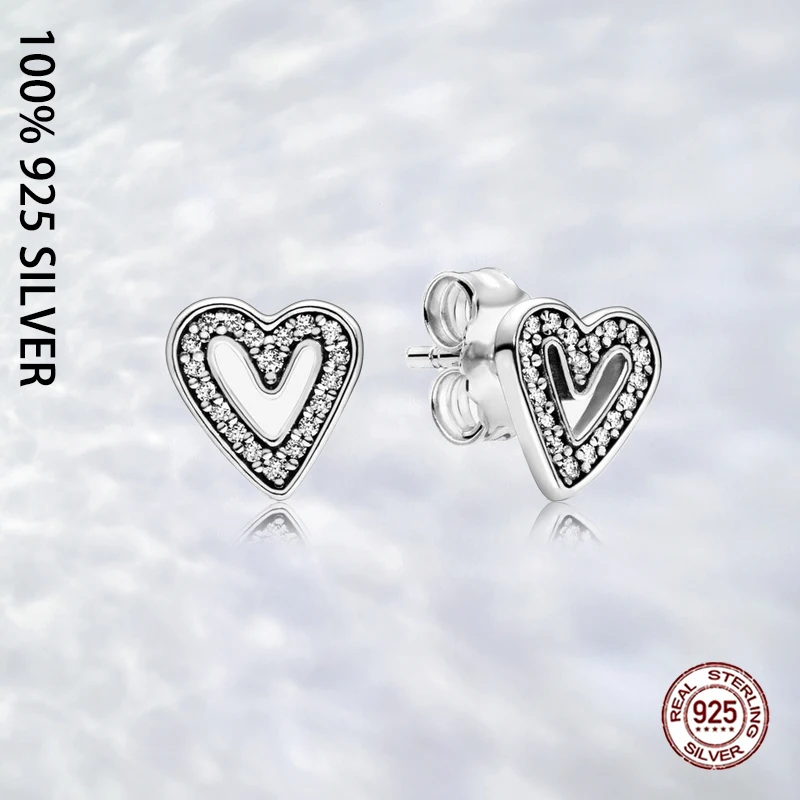 

Женские серьги-гвоздики из серебра 925 пробы, с подвеской в виде сердца