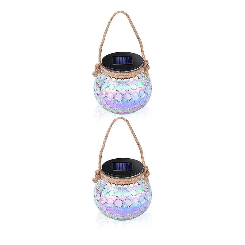 

Solar Lantern, 2 Pack Outdoor Solar Lights Glass Jar Garden Hanging Decorative Lantern Lamp For Home Yard Party Wedding