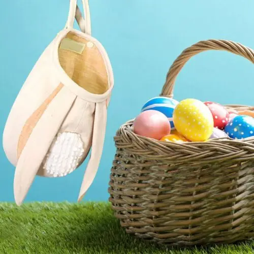 

1Pcs Easter Gift Storage Organizer Wall Hanging Basket New-design Kids Toy Cotton Rabbit Party Decoration Bunny Ear Tote Basket
