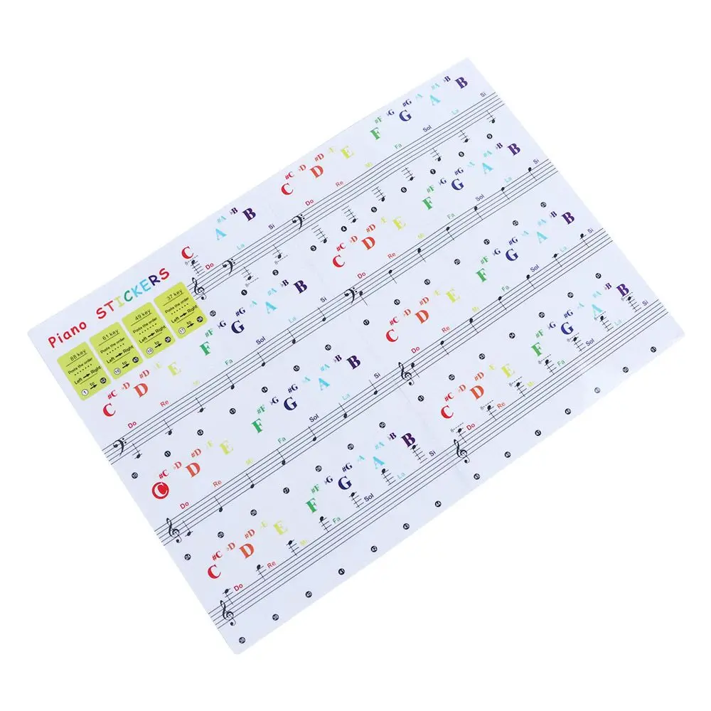 Многоцветный для белых клавиш 88 наклейка символ клейкая фортепиано нота на