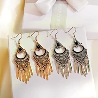 1 pair geometric vintage drop earrings women ethnic bohemian dangle tassel long crystal earrings jewelry 2022