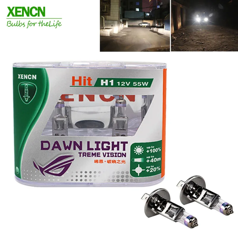 

XENCN H1 Halogen Dawn Light 12V 55W P14.5s 3800K Warm White Light Original Car Head Light UV Glass Auto Bulb Fog Lamps, Pair