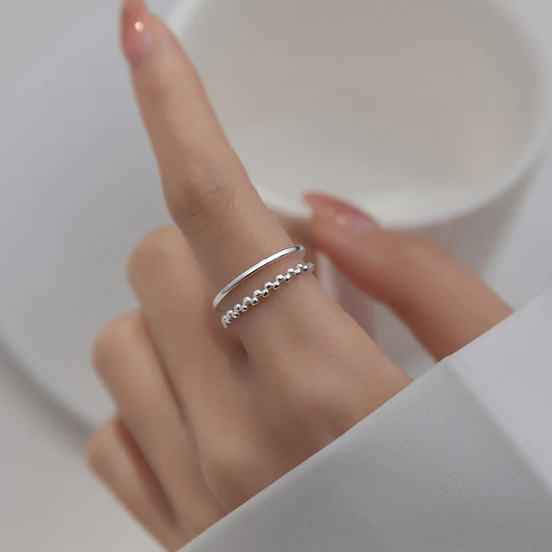 Женское регулируемое кольцо SOFTPIG из серебра 925 пробы с бусинами