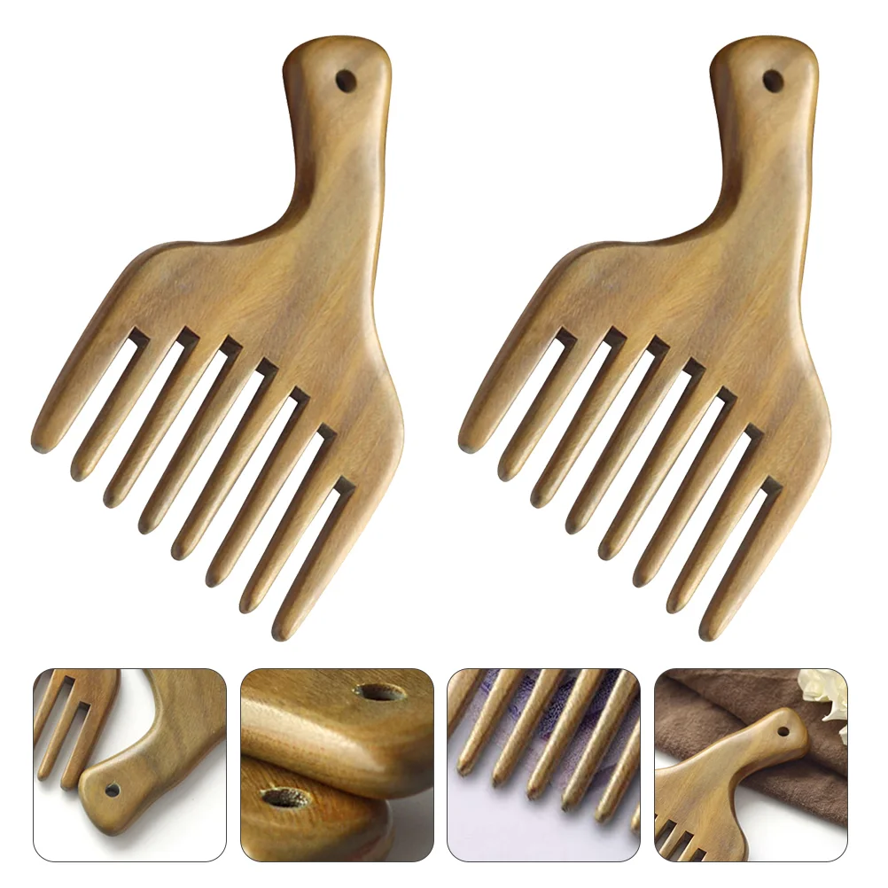 

2Pcs Combs Wooden Combs Hair Pick Wide Tooth Practical Sandalwood Combs