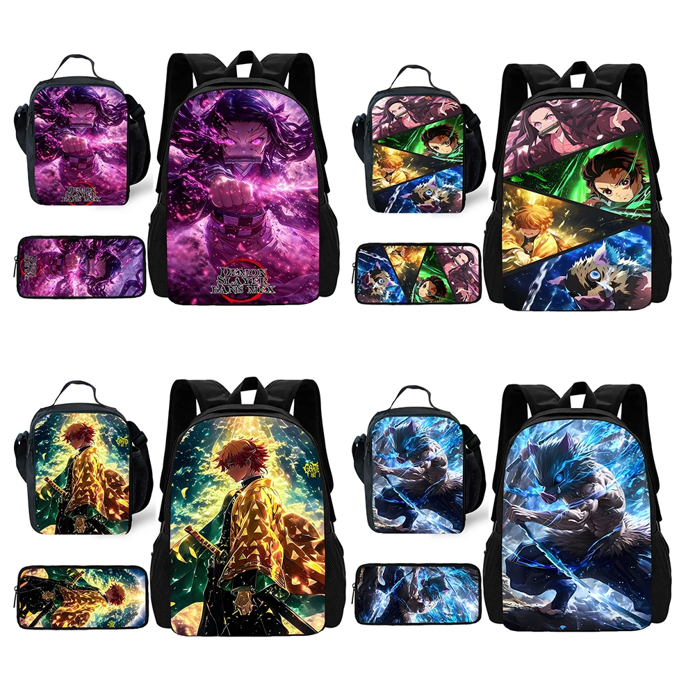 Детский школьный рюкзак в стиле аниме Убийца демонов с сумками для обеда