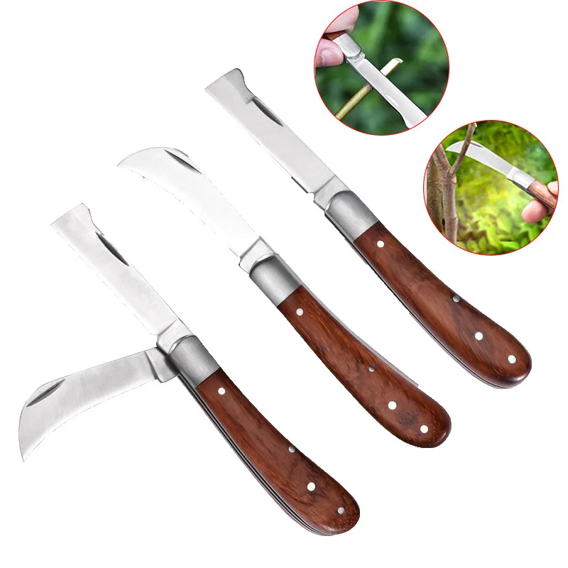 

Tactical Camping Hunting Tools 3cr13 Garden Plant Knife Double Opening Knive Folding New Knife Pocket Rosewood Electric Grafting