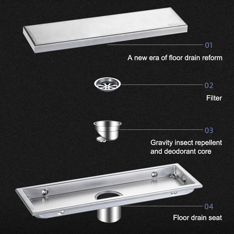 ledfre invisible floor drain shower tile channel 304 stainles steel bathroom long drainage square room floor drainlf66010 free global shipping
