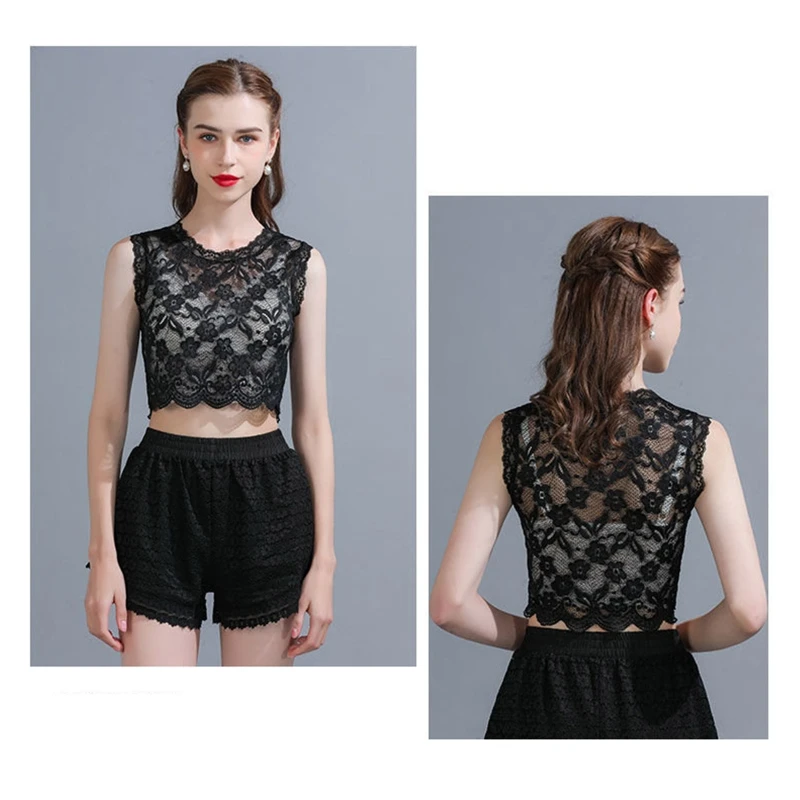 Изысканный топ-труба жилет с круглым вырезом летний кружевной топ без рукавов