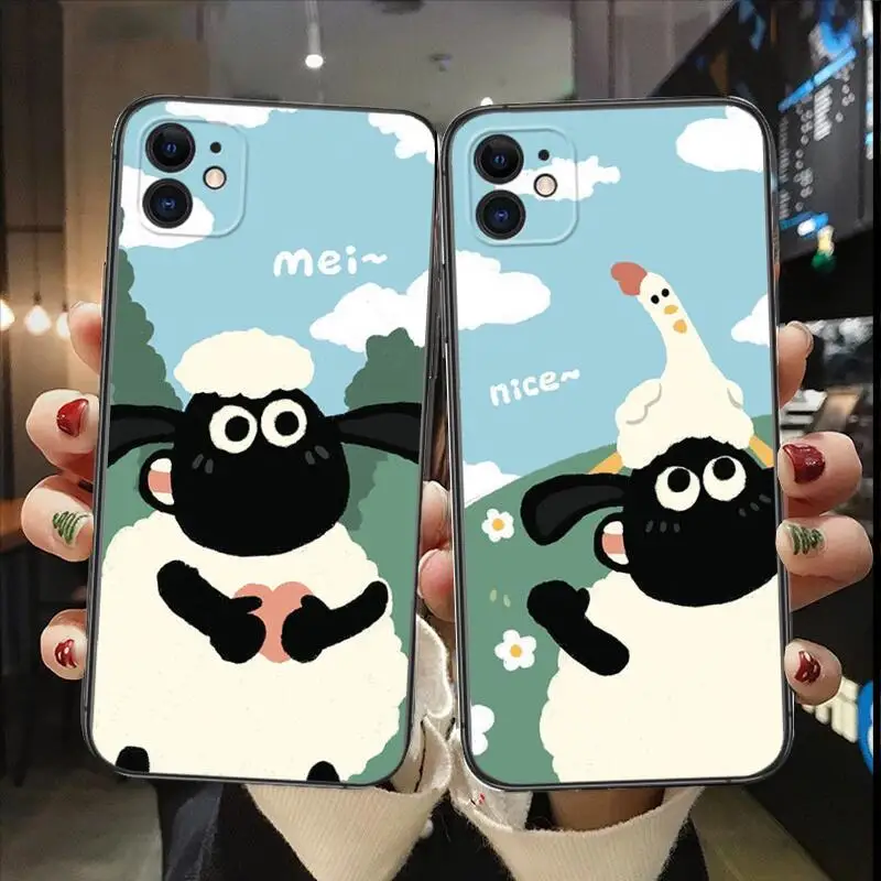 

Funny Sheep Cartoon Luxury TPU Phone Case for IPhone 14 13 12 11 Pro Max Mini SE XR X XS Max 8Plus 7plus 6 6S Black Phone Cover