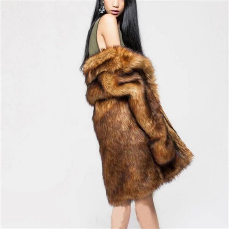 Autumn faux mink leather jacket womens brown coats winter thicken warm fur leather coat women slim jackets fashion  6XL