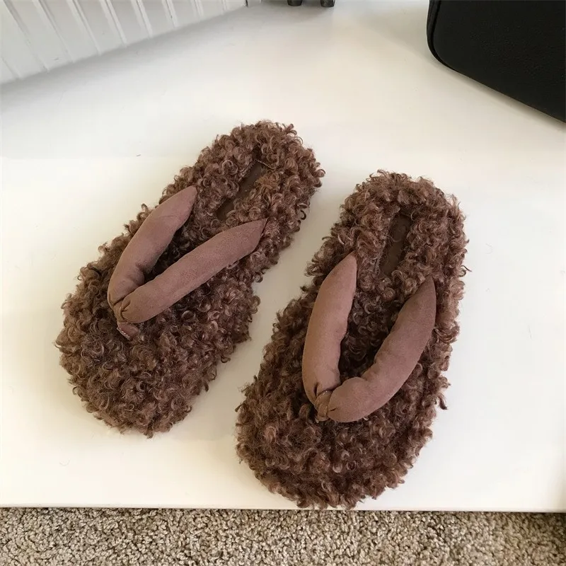 

Модные зимние тапочки, женская новая обувь на плоской подошве, плюшевые домашние хлопковые туфли, женские шлепанцы, женские современные Тап...