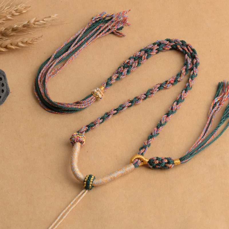 Женское ожерелье с подвеской из хлопчатобумажной нитки ювелирное изделие ручной