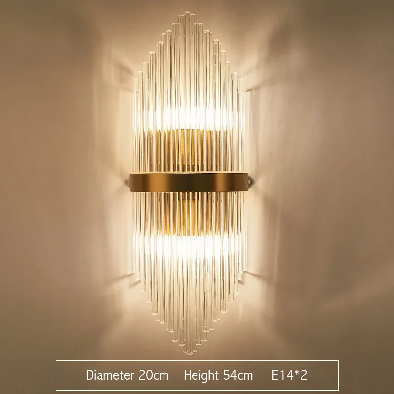 Golden Modern Indoor Wall Light for Bedroom Bedside Living Room Decoration LED Sconce Lamp Bathroom Crystal Wall Light