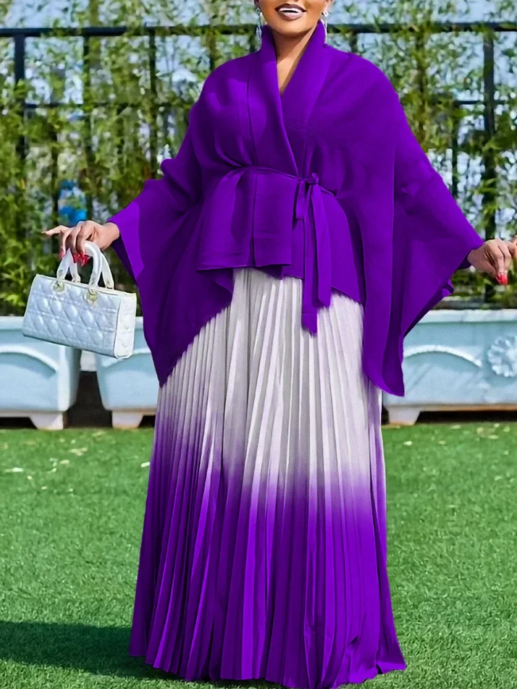 Комплект из двух предметов свободные топы плиссированная юбка градиентного