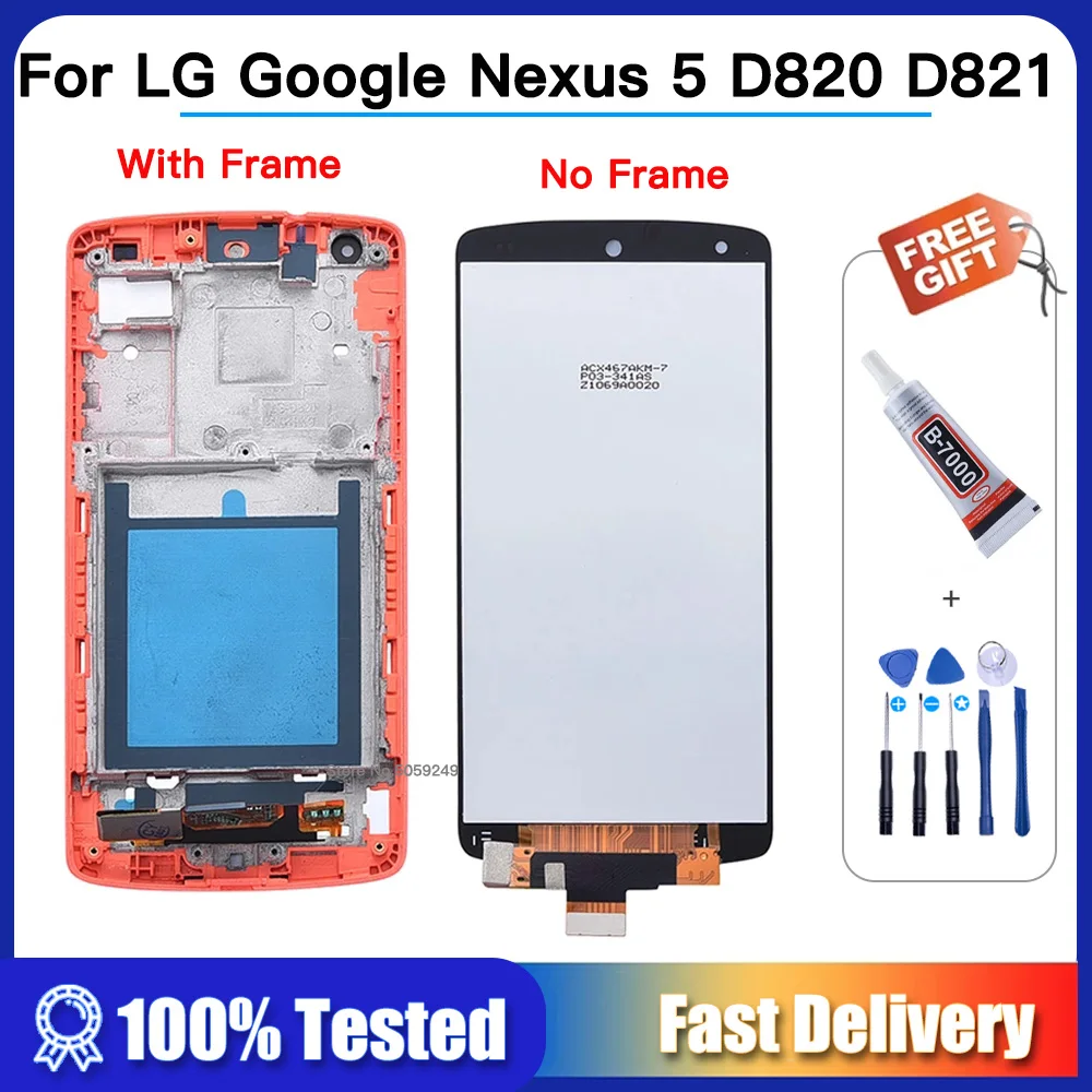 

OEM lcd For LG Google Nexus 5 D820 D821 LCD Display Touch Screen with Frame Digitizer Assembly Replacement Full lcd with 2 gift