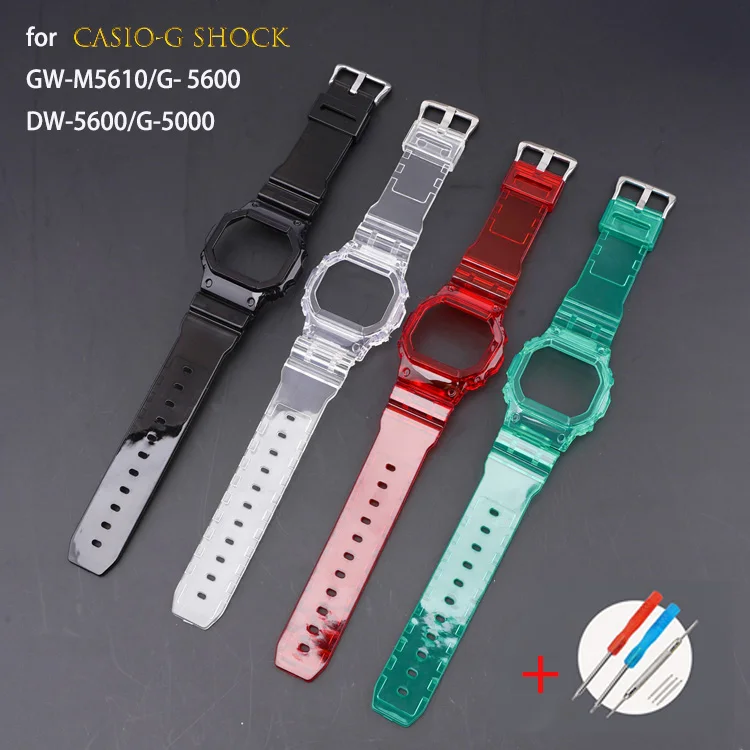 Resin Watchband+Case/Bezel Strap GW-M5610/5000 DW5600/5610 GW5600E DW/GW5000 DW5035 Watch Case Band Accessories with Tools