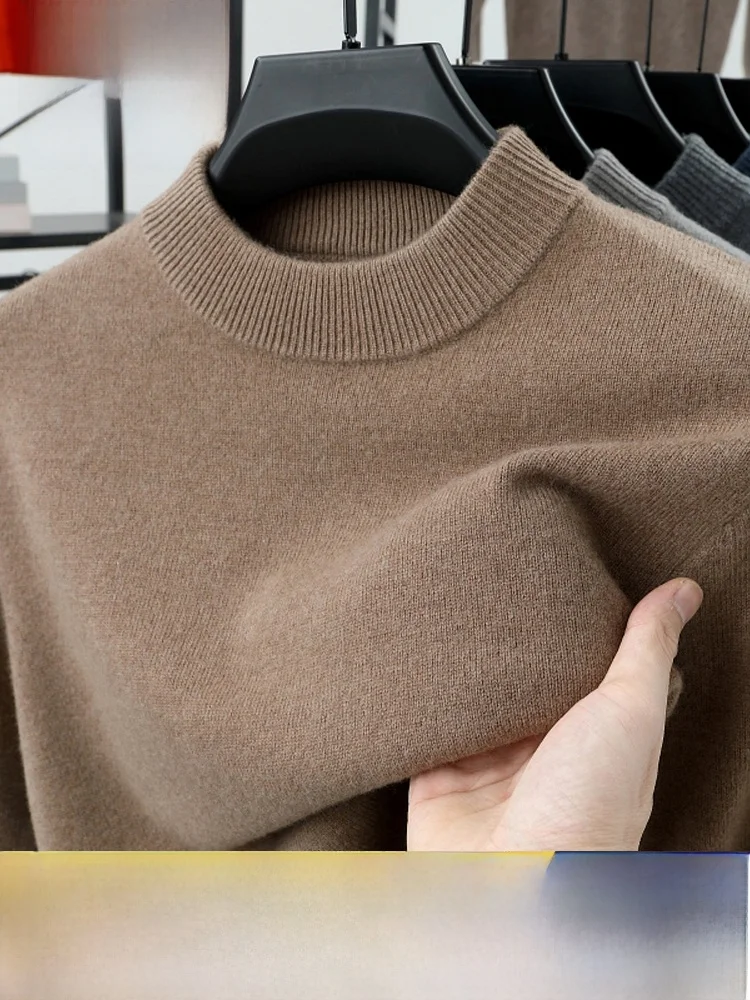 Pierre Cardin 00% Pure Cashmere Sweater Men's Half-high Collar Winter Thickened Middle-Aged Solid High end Bottoming... |