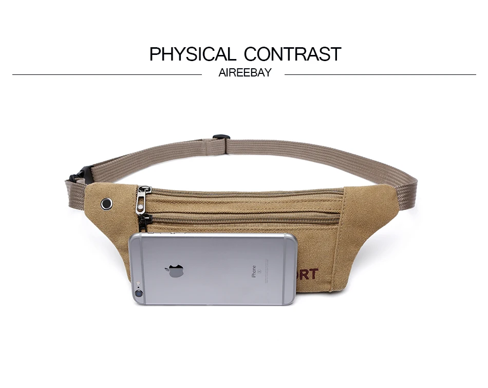 

Men Casual Durable Fanny Waist Pack Male Waist Bags Belt Canvas New Hip Bum Military Bag Pouch Three Zipper Pocket