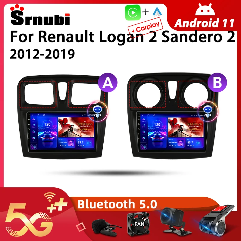 Srnubi 2Din Android 11 0 автомобильное радио для Renault Logan 2 Sandero 2012-2019 мультимедийный
