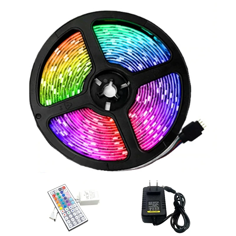 

5M LED Light Strip RGB 3528 300 LED Flexible LED Strip Light With 44 Key Remote+2A Transformer For Christmas
