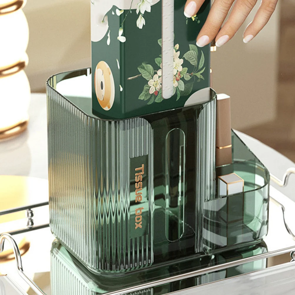

Tissue Box Desktop Holder Plastic Container Organizer Small Storage Case Multifunctional Napkin Sundries Kickstand