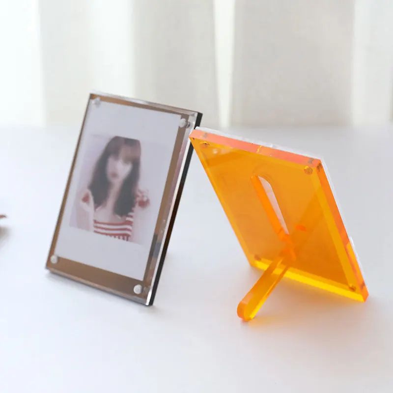 INS 3 Inch Acrylic Photo Frame Display Stand Double-sided Transparent Cards Display Desktop Decoration Polaroid Photocard Holder
