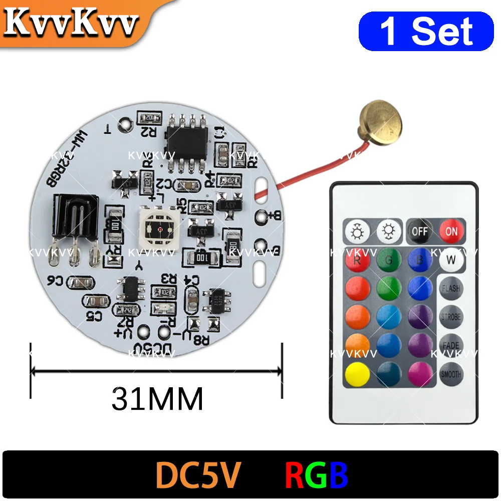 

38 мм цветная RGB световая панель круглая светодиодная подсветка источник света низкое напряжение постоянного тока 5 В совместимая зарядка/сенсорный переключатель дистанционное управление окружающая среда DIY