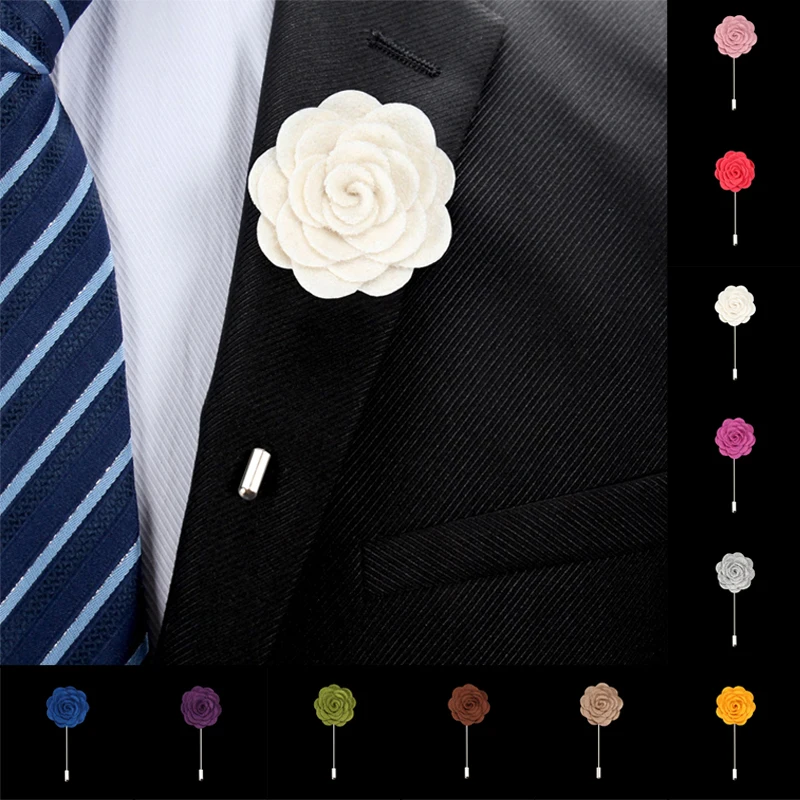 

1PC Men Groom Boutonniere Brooches Silk Flowers Roses Pins for Wedding Prom Jewelry Handmade Corsage Tuxedo Suits Accessorie