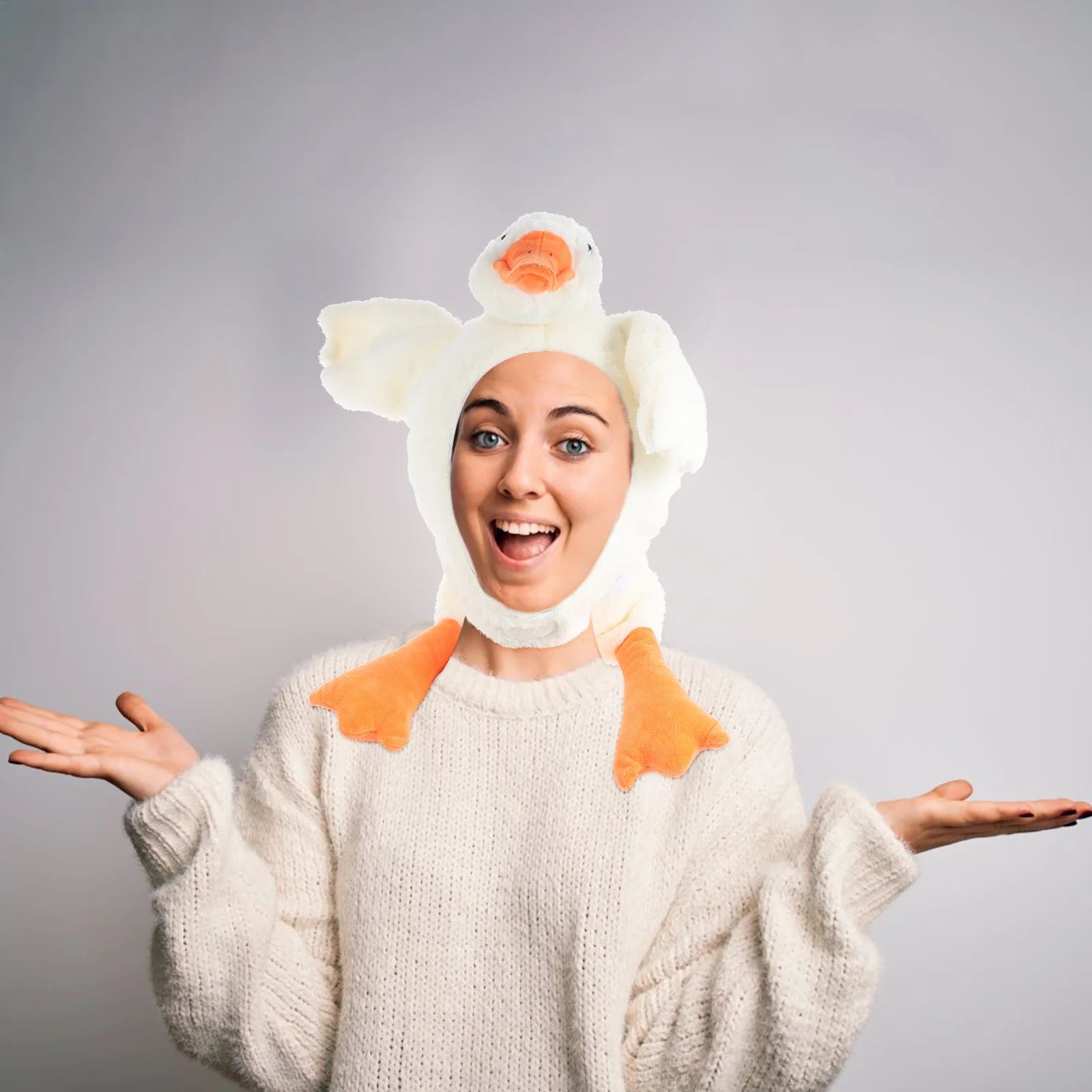 

Kids Tiara Party Photo Booth Props Birds Hat Dress Up Swan Plush Toy Goose Cap Cute Unisex Animal Ear Flap Headgear